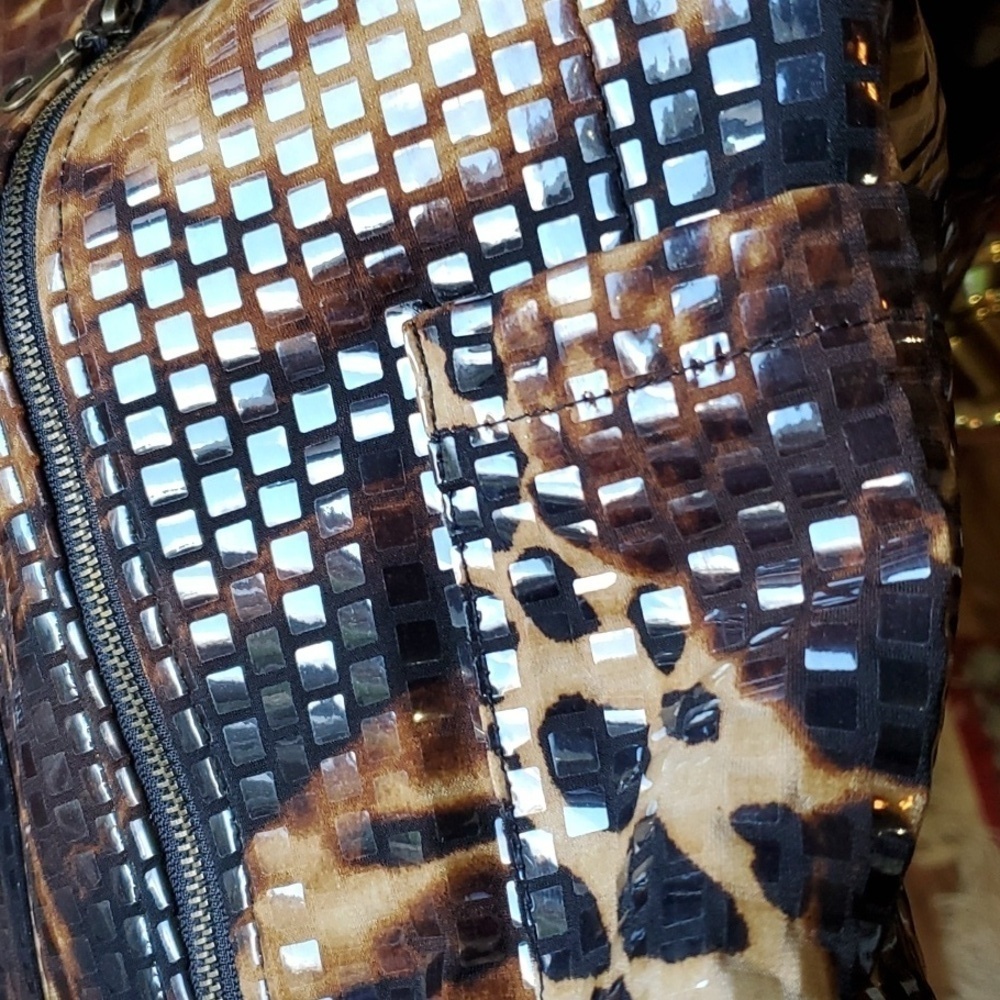 Ruby Rd animal print sequined full zip jacket size 6 front pockets - Picture 5 of 12